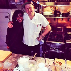 Chef Rucker hugs his would be stalker.