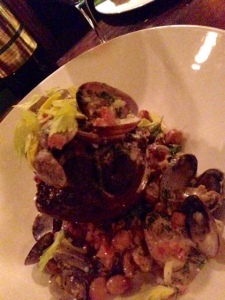 Crispy Pork Shank clams, heirloom bean salad, bacon, gribiche